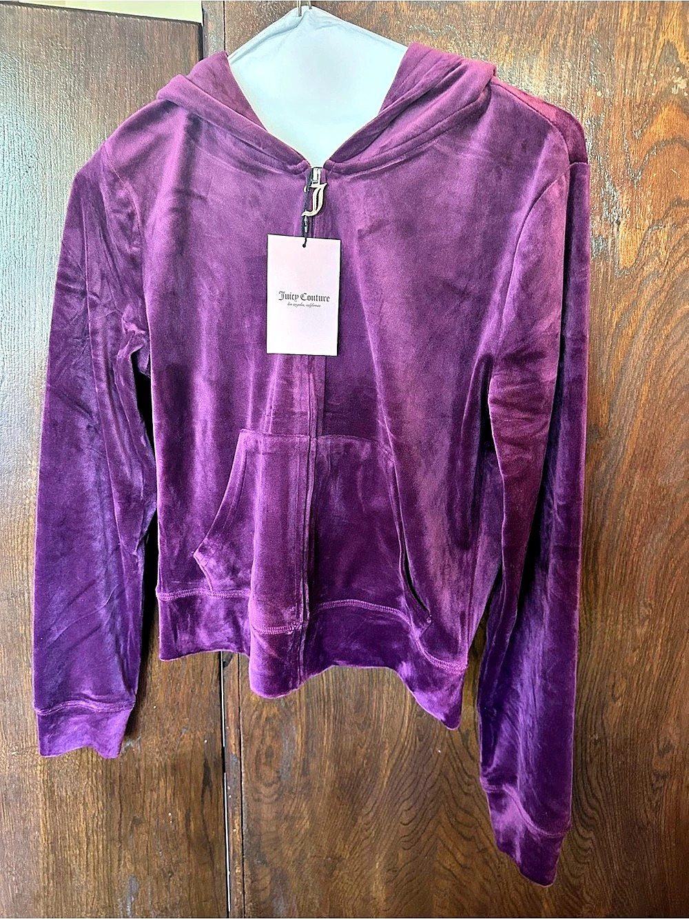 Juicy Couture OG Big Bling Velour Hoodie Purple Medium Zip Up Retails $119 NWT